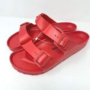 Birkenstock Arizona EVA Red Sandals Mens 12 L14 M12 45 Two Strap Slides NEW